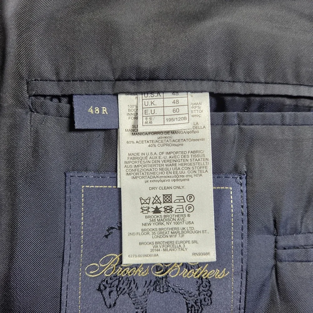 Brooks Brothers Blazer Navy Blue 48R Vitale Barberis Canonico Wool Italy
